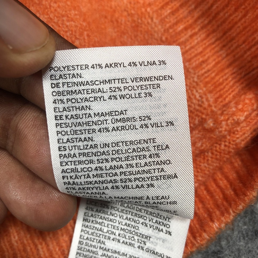 H&M Sweater Womens XS Orange Crewneck Tight Knit Pullover Stretch Long Sleeve - Picture 8 of 16